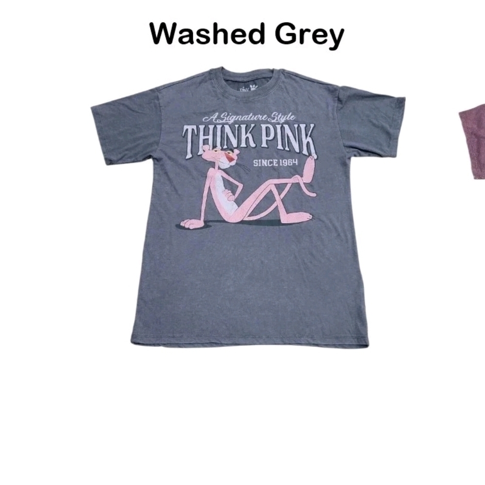 Washed Grey Pink Panther Graphic T-Shirt